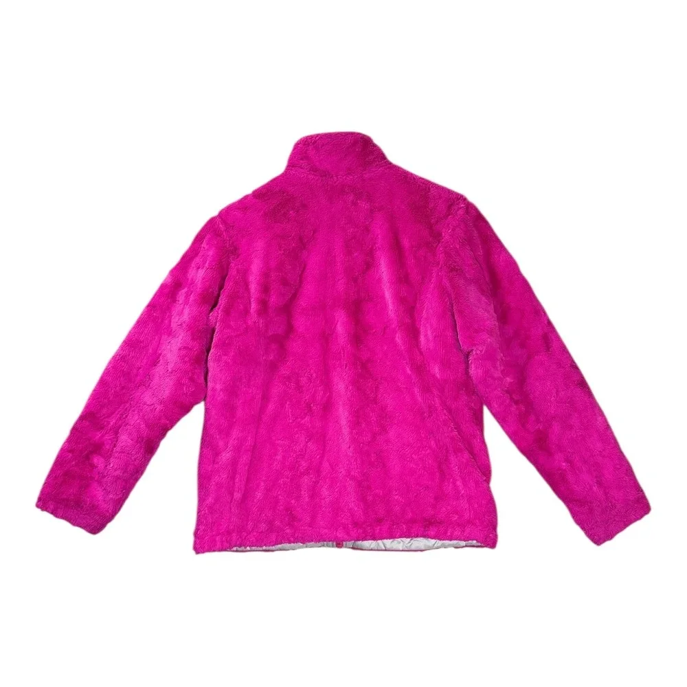 The‎ North Face Girls Reversible Mossbud Swirl Jacket XL Pink Gray Fleece Puffer